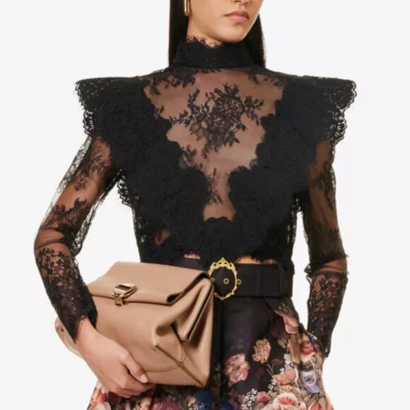 Zimmermann Sensory Floral Embroidered Lace Top Black Size AU 0 US 4 - Picture 11 of 12